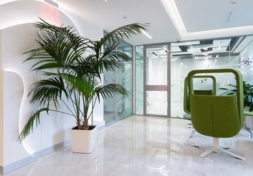 Modern office waiting area